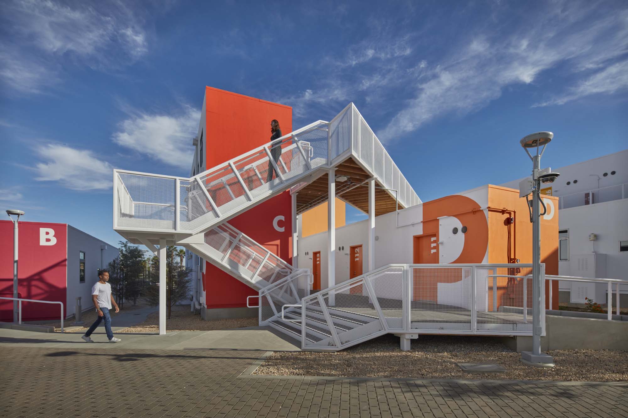 colorful housing unit with staircase