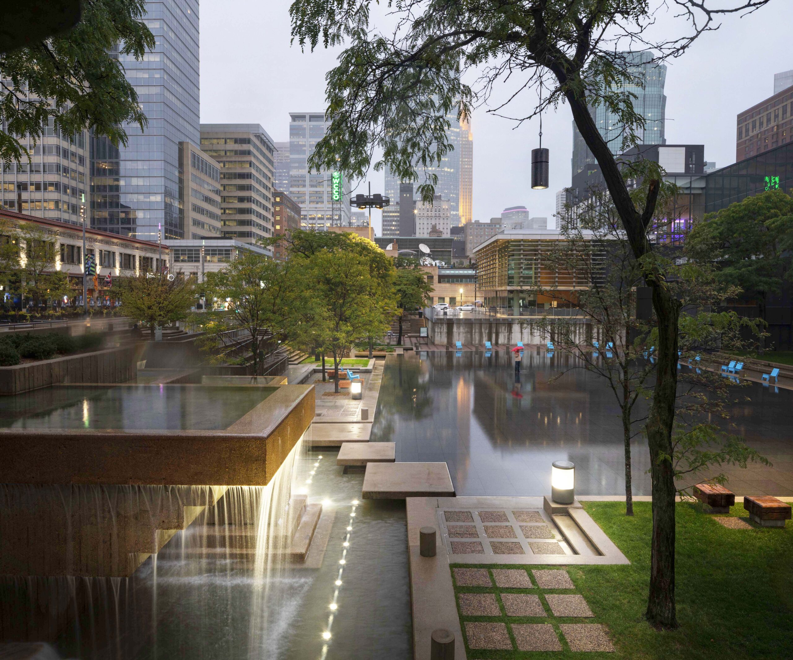 image of a concrete fountain and urban plaza in minneapolis